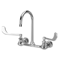 AquaSpec® wall-mount sink faucet with 5-3/8" gooseneck and 6" wrist blade handles (lead free)