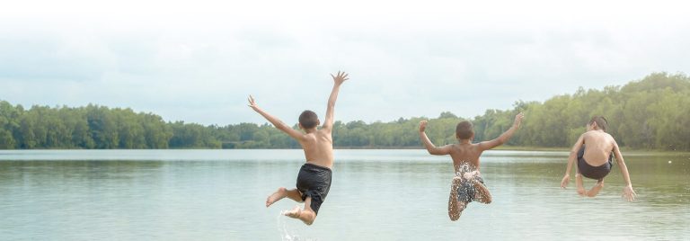 Kids Jumping in Water