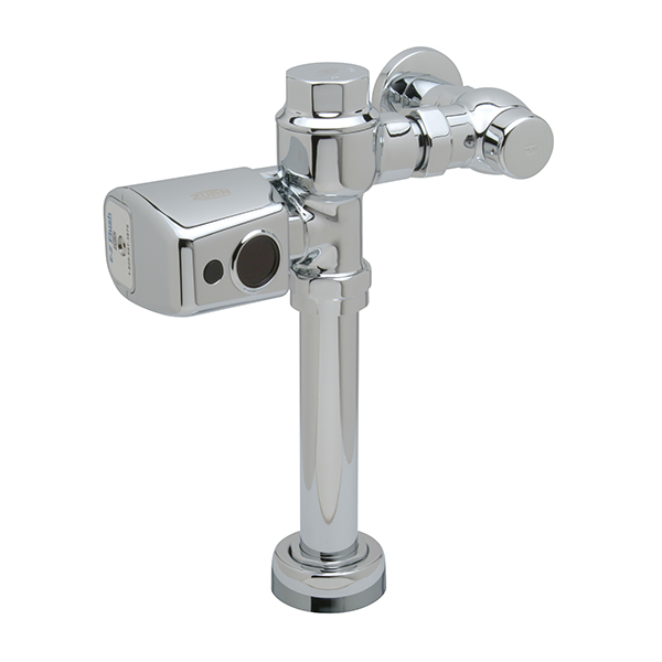 Aquaflush® exposed quiet diaphragm sensor operated battery powered type flush valve with a top spud connection for urinals at 0.5 gpf